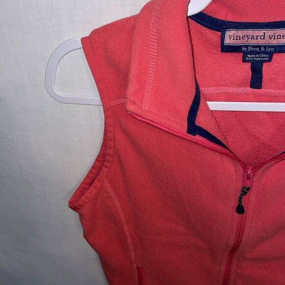 Vineyard Vines Athletic Vest Women’s Sz Small Pink Full Zip Pockets Sleeveless - Picture 5 of 12